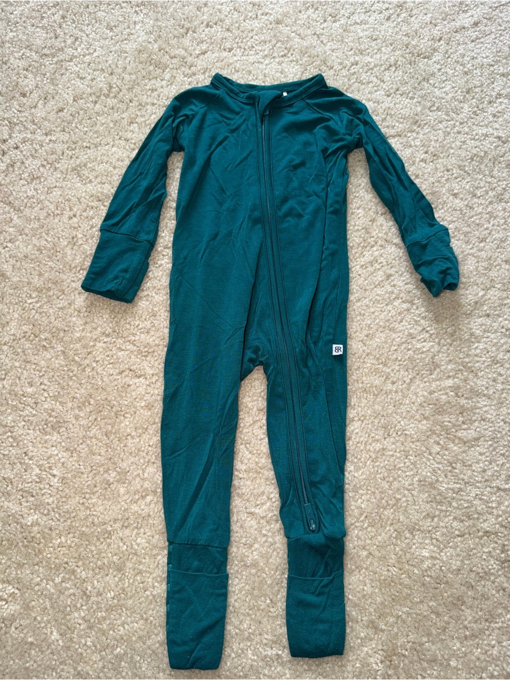 Bums and Roses Emerald Teal Zip-Front Kids One-Piece Bodysuit